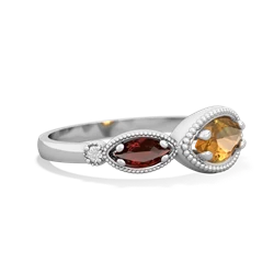 Citrine Milgrain Marquise 14K White Gold ring R5700