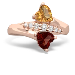 Citrine Heart To Heart 14K Rose Gold ring R2064