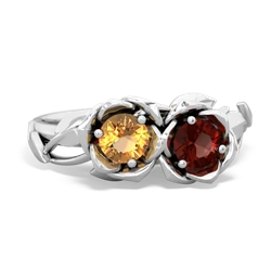 Citrine Rose Garden 14K White Gold ring R5510