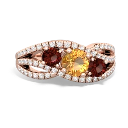 Citrine Three Stone Aurora 14K Rose Gold ring R3080