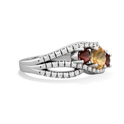 Citrine Three Stone Aurora 14K White Gold ring R3080