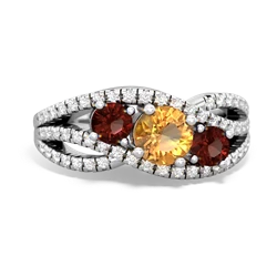 Citrine Three Stone Aurora 14K White Gold ring R3080