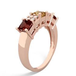 Citrine Three Stone Diamond Cluster 14K Rose Gold ring R2592