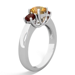 Citrine Three Stone Round Trellis 14K White Gold ring R4018