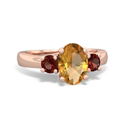 Citrine Three Stone Oval Trellis 14K Rose Gold ring R4024