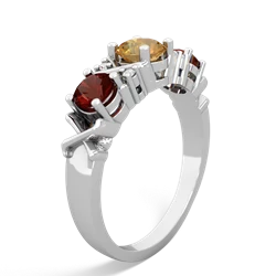 Citrine Hugs And Kisses 14K White Gold ring R5016