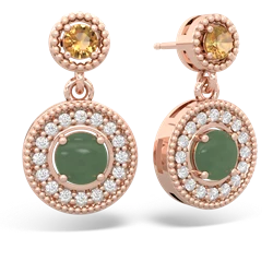 Citrine Halo Dangle 14K Rose Gold earrings E5319