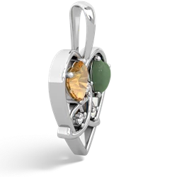 Citrine Celtic Trinity Heart 14K White Gold pendant P5331