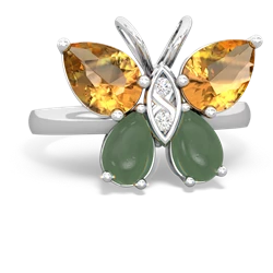 Citrine Butterfly 14K White Gold ring R2215