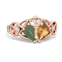 Citrine 'One Heart' Celtic Knot Claddagh 14K Rose Gold ring R5322