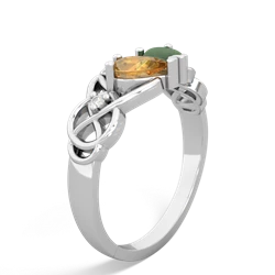 Citrine 'One Heart' Celtic Knot Claddagh 14K White Gold ring R5322