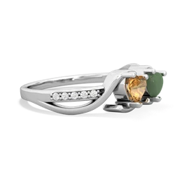 Citrine Side By Side 14K White Gold ring R3090