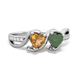 Citrine Side By Side 14K White Gold ring R3090