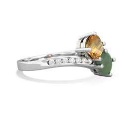 Citrine Channel Set Two Stone 14K White Gold ring R5303