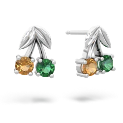 Citrine Sweet Cherries 14K White Gold earrings E7001