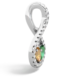 Citrine Pave Twist 'One Heart' 14K White Gold pendant P5360