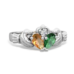 Citrine 'Our Heart' Claddagh 14K White Gold ring R2388