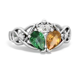 Citrine 'One Heart' Celtic Knot Claddagh 14K White Gold ring R5322