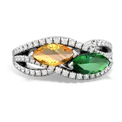 Citrine Diamond Rivers 14K White Gold ring R3070