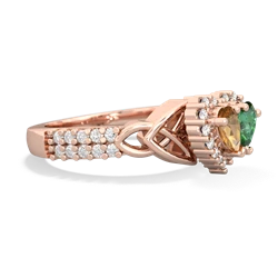 Citrine Celtic Knot Two Hearts As One 14K Rose Gold ring R2644HRT