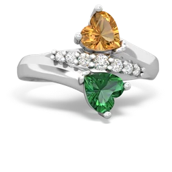 Citrine Heart To Heart 14K White Gold ring R2064