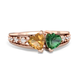 Citrine Heart To Heart 14K Rose Gold ring R3342