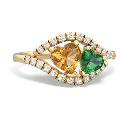 Citrine Mother And Child 14K Yellow Gold ring R3010