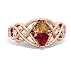 Citrine Keepsake Celtic Knot 14K Rose Gold ring R5300