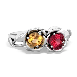 Citrine Rose Garden 14K White Gold ring R5510