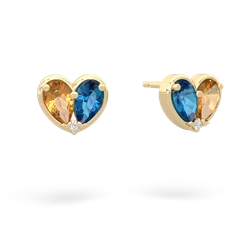 Citrine 'Our Heart' 14K Yellow Gold earrings E5072