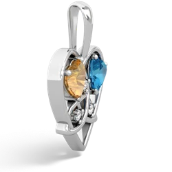 Citrine Celtic Trinity Heart 14K White Gold pendant P5331