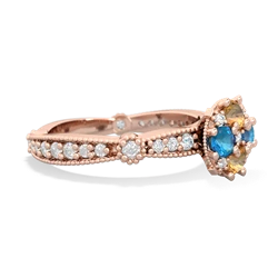 Citrine Sparkling Tiara Cluster 14K Rose Gold ring R26293RD