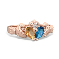 Citrine 'Our Heart' Claddagh 14K Rose Gold ring R2388