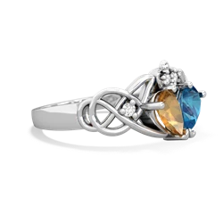 Citrine 'One Heart' Celtic Knot Claddagh 14K White Gold ring R5322