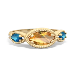 Citrine Milgrain Marquise 14K Yellow Gold ring R5700