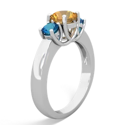 Citrine Three Stone Round Trellis 14K White Gold ring R4018