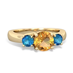 Citrine Three Stone Round Trellis 14K Yellow Gold ring R4018