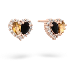 Citrine Halo 14K Rose Gold earrings E7008