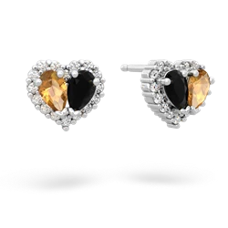 Citrine Halo 14K White Gold earrings E7008