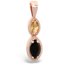 Citrine Antique-Style Halo 14K Rose Gold pendant P5700