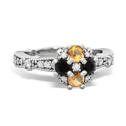 Citrine Sparkling Tiara Cluster 14K White Gold ring R26293RD