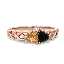 Citrine Heart To Heart Braid 14K Rose Gold ring R5870