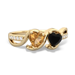 Citrine Side By Side 14K Yellow Gold ring R3090