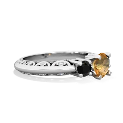 Citrine Art Deco Eternal Embrace Engagement 14K White Gold ring C2003