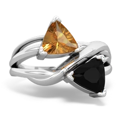 Citrine Split Band Swirl 14K White Gold ring R2341