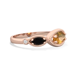 Citrine Milgrain Marquise 14K Rose Gold ring R5700