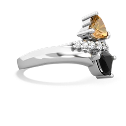 Citrine Heart To Heart 14K White Gold ring R2064