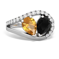 Citrine Nestled Heart Keepsake 14K White Gold ring R5650