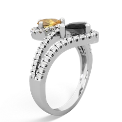 Citrine Diamond Dazzler 14K White Gold ring R3000