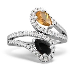 Citrine Diamond Dazzler 14K White Gold ring R3000